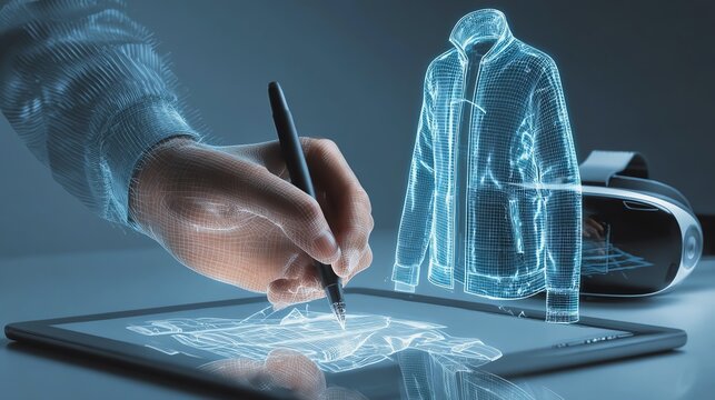 Innovative design process with holographic interface.