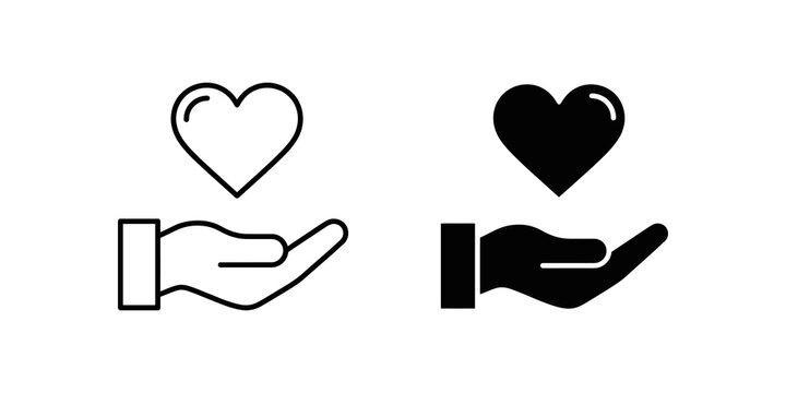 Heart in hand icons for charity