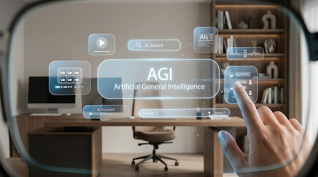 Artificial General Intelligence AGI Era Concept &ndash; Futuristic AI Technology and Digital Intelligence