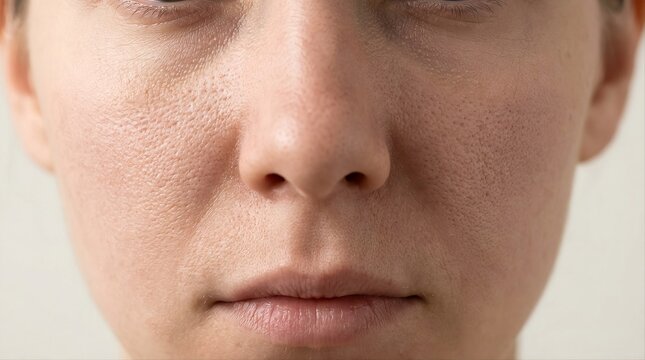 Detailed close-up of face skin showing pores and natural texture.