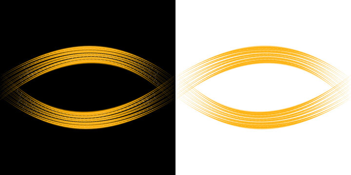 Abstract glowing orange elliptical ring light effect with sparkle overlay