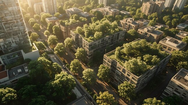 Sustainable Urban Future With Green Architecture Blending Into Nature