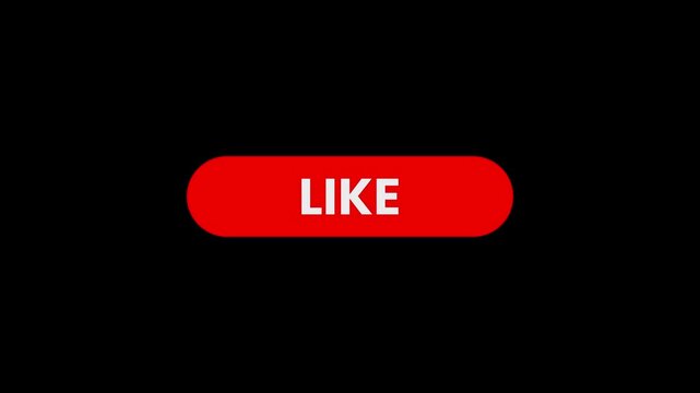 Red like button animation with white typography on solid black background