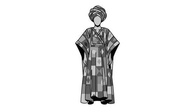 Illustration of an African person in a traditional boubou garment