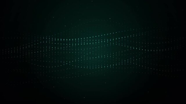 Abstract Cyan Green Digital Dot Matrix Wave Equalizer Motion Loop