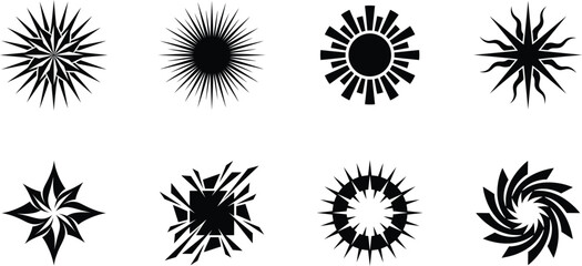 Obraz premium Abstract Burst and Spark Shapes Vector Icon Set