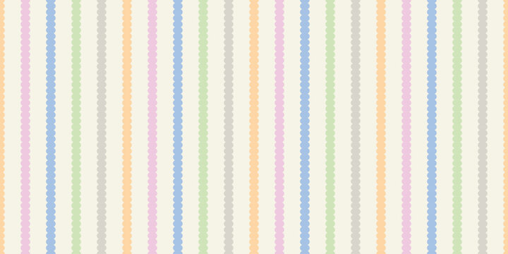 Pastel colorful vertical scalloped stripes seamless pattern vector background with pink, blue, green, orange and grey retro lines