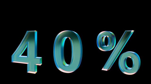 Looped 3D animation on a transparent background. The jumping digit is made of glass.