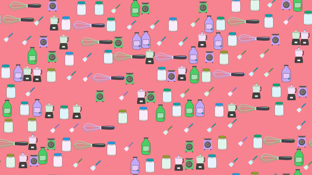 Kitchen Gadgets and Jars Pattern