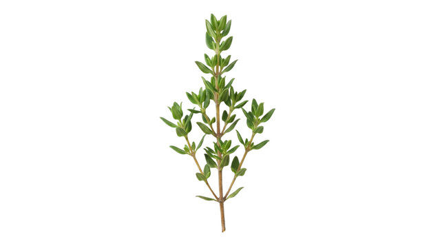 Fresh green thyme herb sprig isolated on a white background