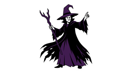 Fototapeta premium Minimalist Witch Silhouette Vector Illustration
