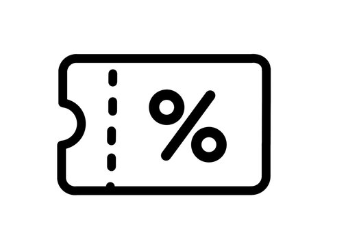 Discount coupon icon with percent sign and single notch