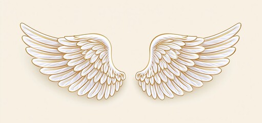Obraz premium Holiday-themed golden and white angel wings with a simple, elegant design on a clean background.