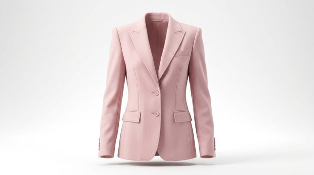 A pink blazer with a single button, standing upright against a plain white background.