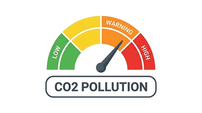 CO2 pollution level gauge meter with warning indicator