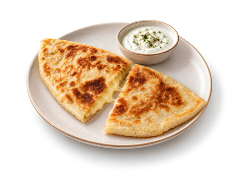 Crispy Cheese Stuffed Flatbread with Creamy Yogurt Dip