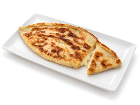 Grilled Cheese Stuffed Flatbread Isolated on White Background