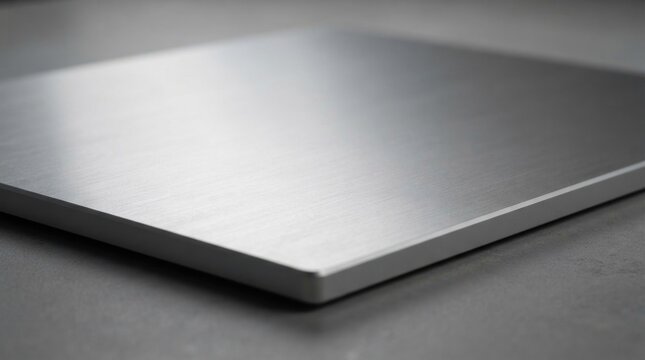A sleek, metallic surface with a smooth, brushed texture,