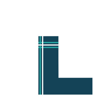 Letter L with blue and teal stripes
