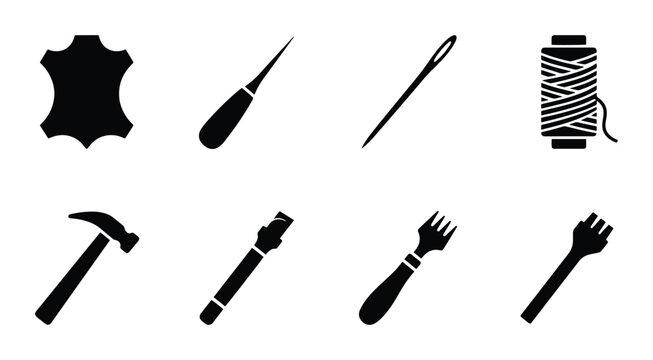 Leathercraft Tools Set, Crafting Supplies, Sewing Needles, Awl, Hammer, Thread, Punch
