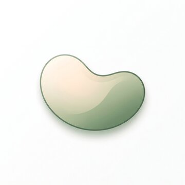 Minimalist organic green bean vector icon with gentle pastel shading and outline