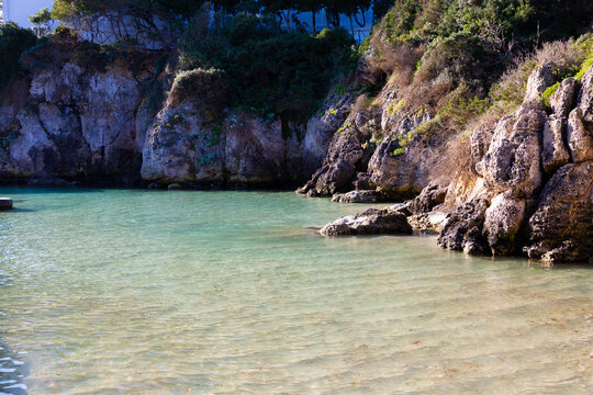Binibeca cove with turquoise mediterranean sea water