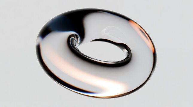 Abstract transparent toroidal shape, smooth, futuristic design on a light background