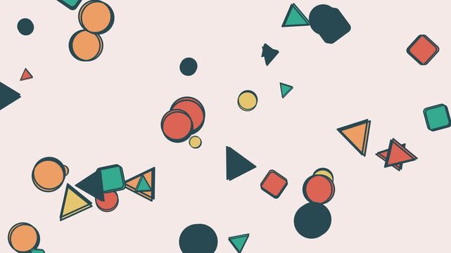 Minimalist geometric shapes animation with floating circles squares and triangles
