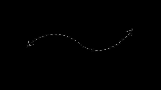 animated center expanding curved line with arrowheads and moving dashed lines .