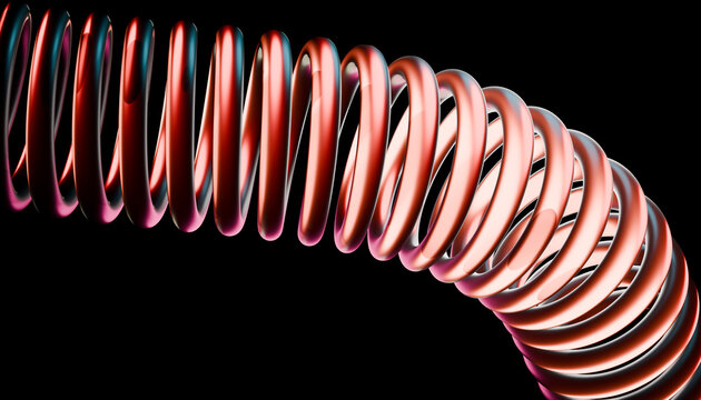 Arched coral 3D spring rendered in glossy light