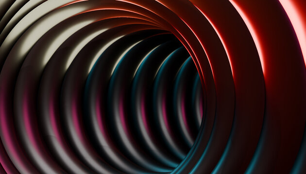 Inside a 3D spiral tunnel fading to teal