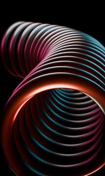 Looping 3D tube coiling into a teal-lit tunnel
