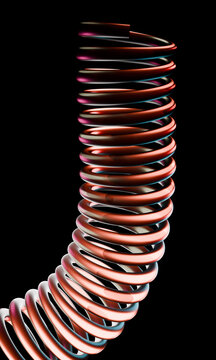 Tall glossy 3D spring with a sharp bend