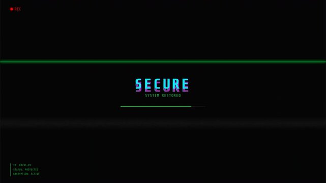 Digital cyber security virus check scanning screen animation with progress bar and hacker interface