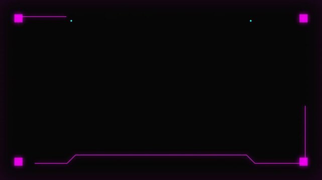 Futuristic Pink Neon HUD Border Animation for Gaming Overlay and Tech Video Backgrounds