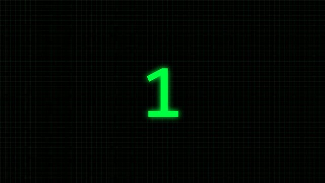 Futuristic green glowing number 5 on tech grid background loop animation