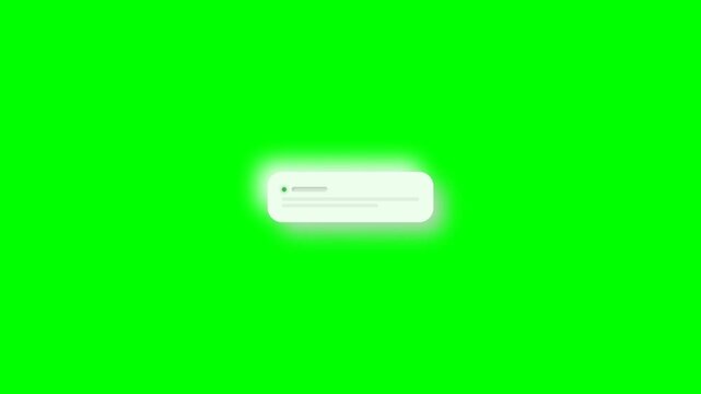 Social media message popup notification animation on chroma key green background