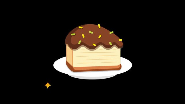 slice of cupckake with chocolate and sprinkle animation