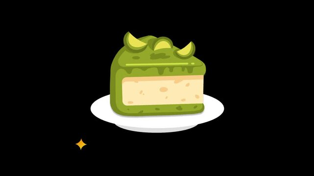 avocado cake with matcha cream animation