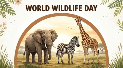 Obraz premium Celebrating world wildlife day protecting endangered species and preserving biodiversity for future generations worldwide