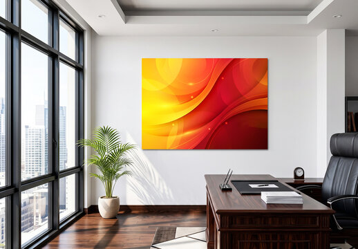 Horizontal Canvas Mockup in Modern Office Interior