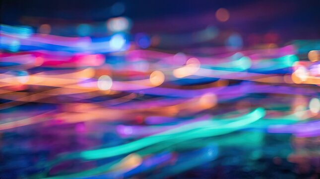 Abstract background featuring a vibrant colorful light effect created with long exposure photography of city night traffic lights