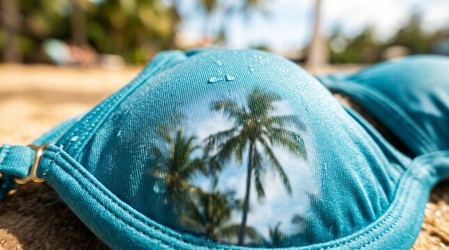 Macro photo of palm reflection on bikini fabric 2k 20260919104007 showing abstract micro structural details and textures with professional studio lighting