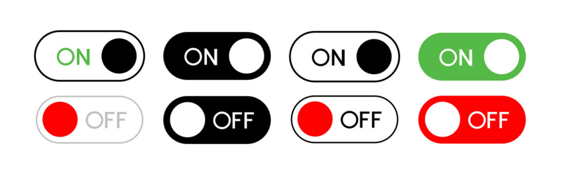 Set of power On and Off switch icon collection. Toggle switch symbol. Vector Illustration.