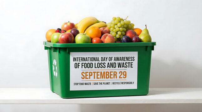 "INTERNATIONAL DAY OF AWARENESS OF FOOD LOSS AND WASTE SEPTEMBER 29" with "STOP FOOD WASTE. SAVE THE PLANET. RECYCLE RESPONSIBLY."