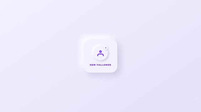 New Follower Notification Animation with User Profile Icon and Add Symbol, Social Media Growth Motion Graphic for Community Building, Digital Marketing, Mobile App UI, Website Interface, Online