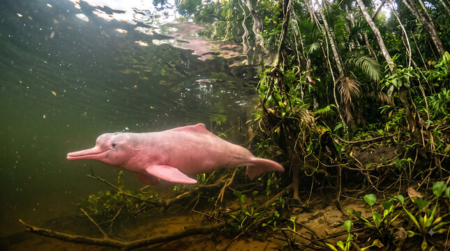 Pink River Dolphin in the Amazon, Brazil
