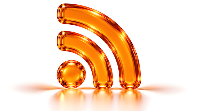 3d render of an rss feed icon isolated on white background