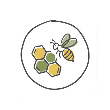 Minimalist Hand-Drawn Bee and Honeycomb Illustration