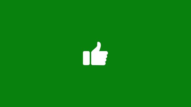 Hand thumb up icon like icon in flat design isolated on green screen background. Ideal for enhancing user engagement, interactive feedback, and positive expression in digital projects.4k video